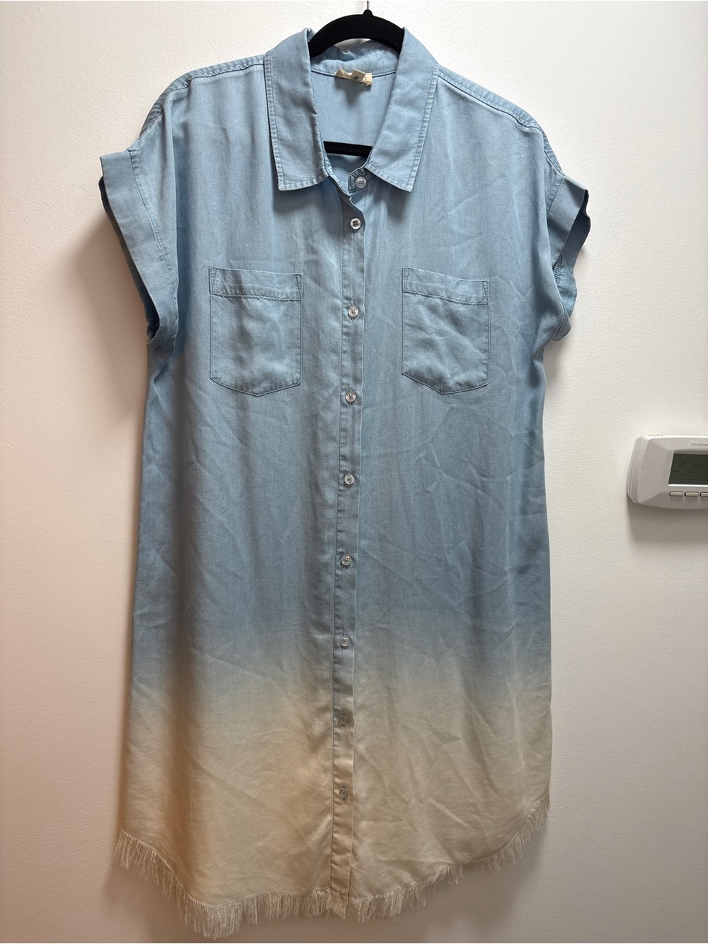 Hem & Thread Light Blue Chambray Ombré Button Shirt Dress